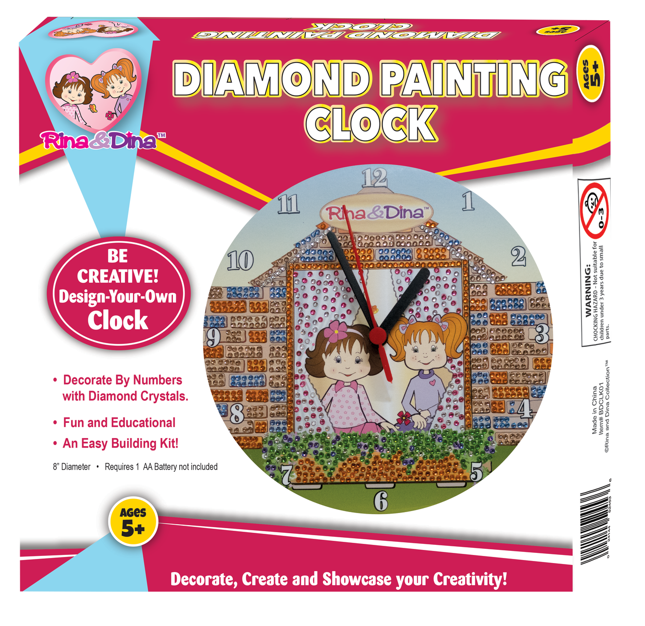 Rina and Dina Friends Diamond Painting Clock - Double Play