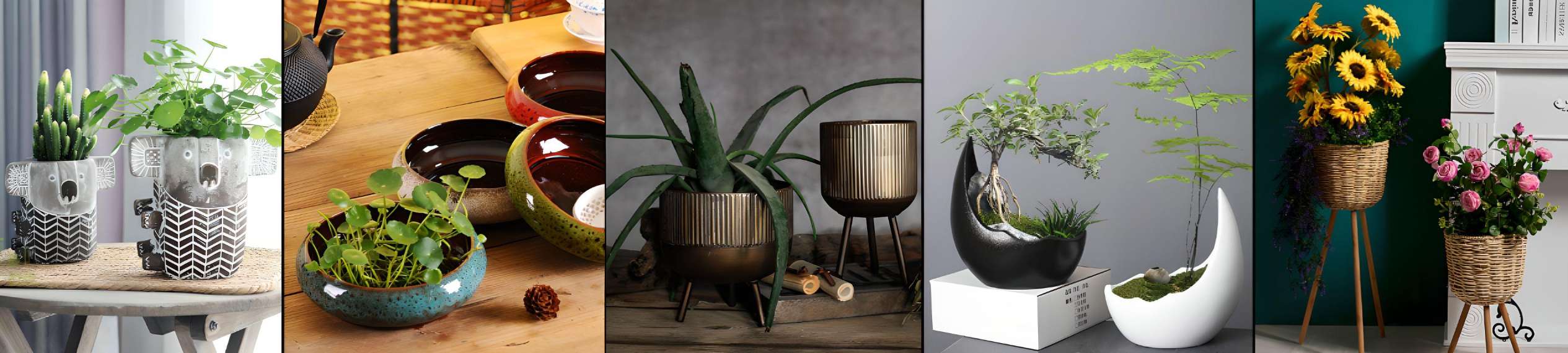 ceramic pots, glass vases,  ceramic vases