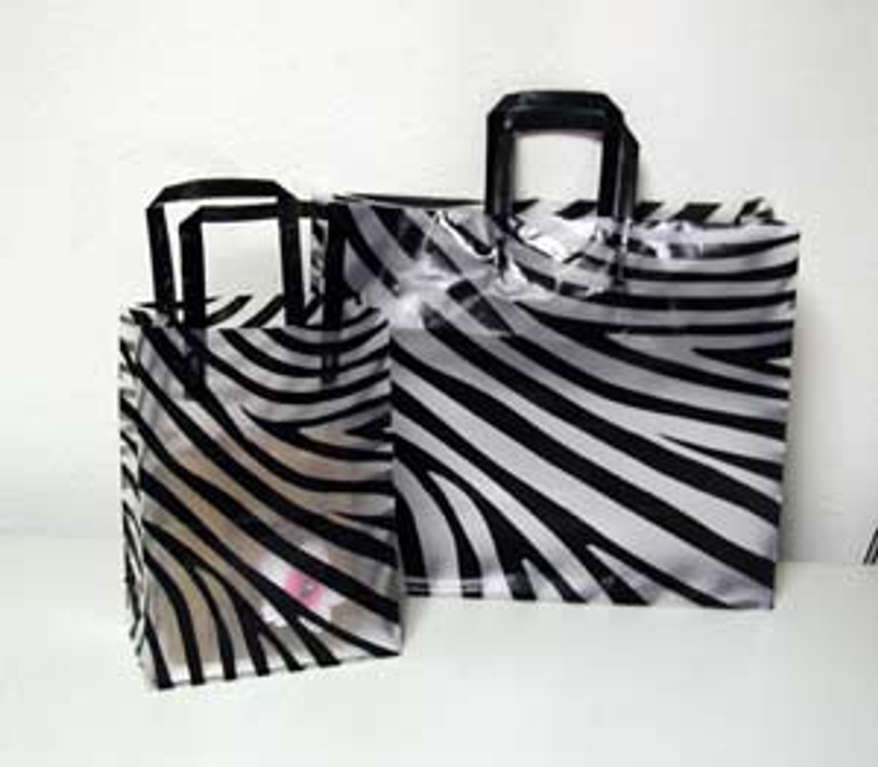 Zebra Print Plastic Shopping Bags - Large