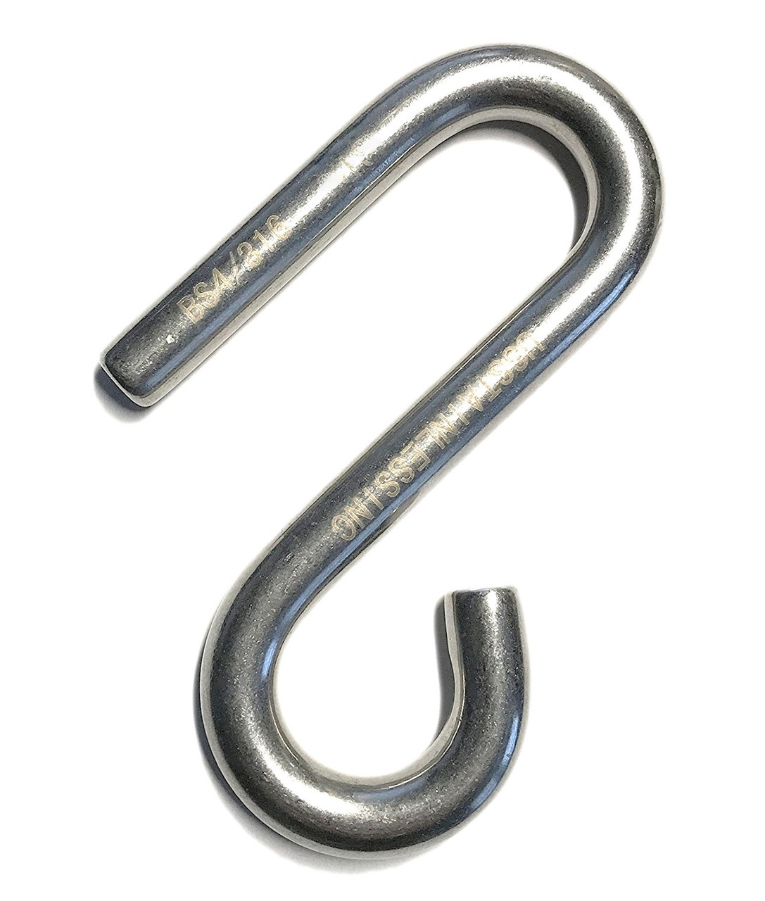 Stainless Steel 316 S Hook Open End and Narrow End 3/16 Marine Grade  Cunningham
