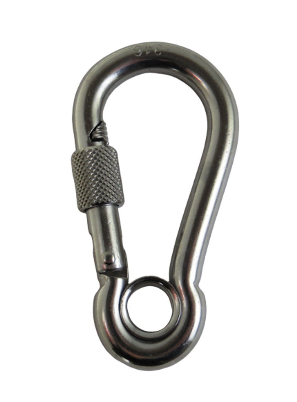 Stainless Steel 316 Spring Hook with Screw Nut and Eyelet Carabiner 1/2  (12mm) Marine Grade - US Stainless