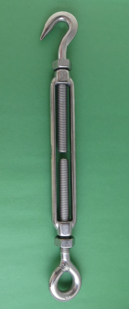 Stainless Steel 316 M10 Turnbuckle Hook and Eye 10mm Marine Grade