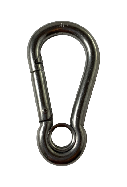 Stainless Steel 316 Spring Hook with Eyelet Carabiner 3/8" (9mm) Marine