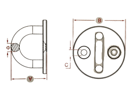Stainless Steel 316 Round Pad Eye 5/16" x 2" Diameter (8mm x 50mm