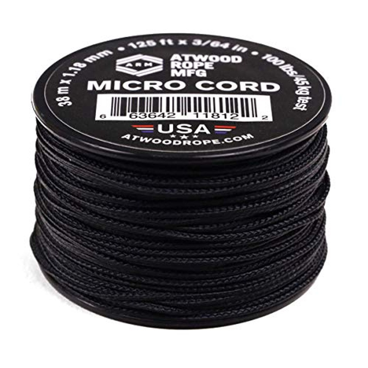 Atwood Rope MFG Tactical Nylon/Polyester Micro Utility Cord 1.18mm X 125ft  Reusable Spool