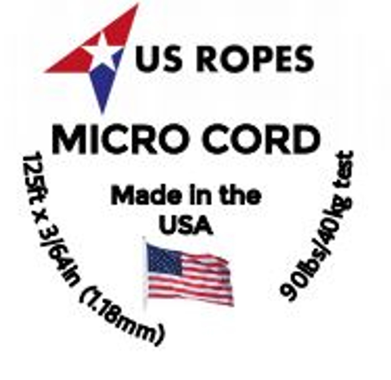 US Ropes Tactical Nylon Micro Cord 1.18mm X 125ft Lightweight Braided Cord  (3/64 Diameter) on Spool Camping Boating Home Fishing Garden Jewelry 90lb
