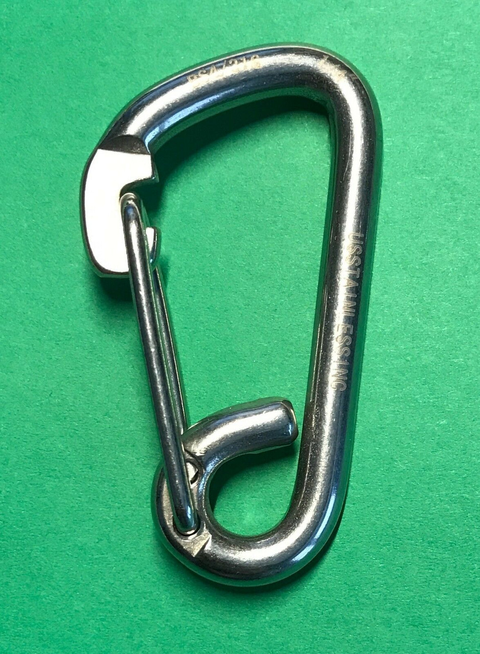 Stainless Steel 316 Spring Hook Carabiner 1/4 (6mm) Marine Grade Safety  Clip