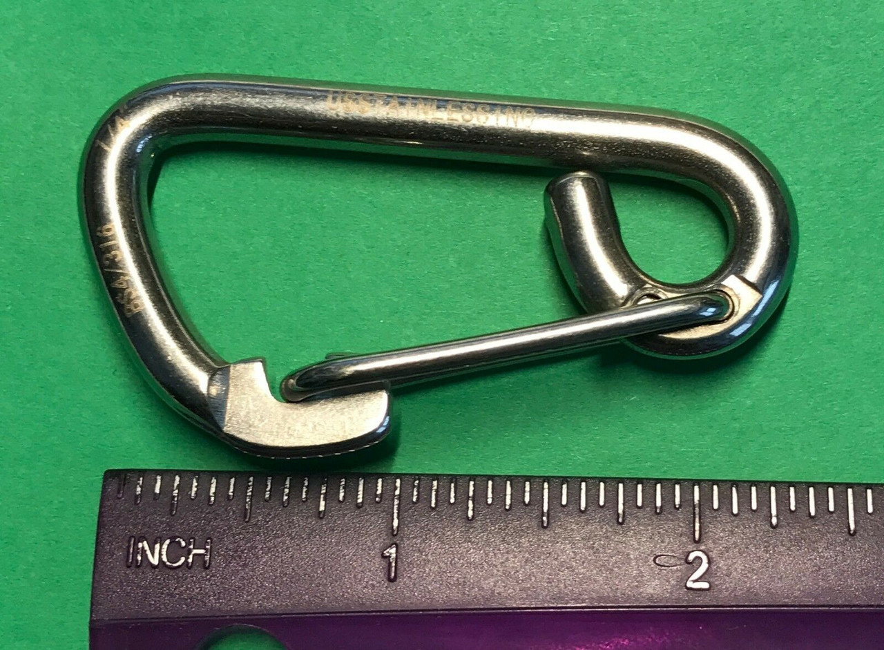 Stainless Steel 316 Spring Hook Carabiner 1/4 (6mm) Marine Grade Safety  Clip