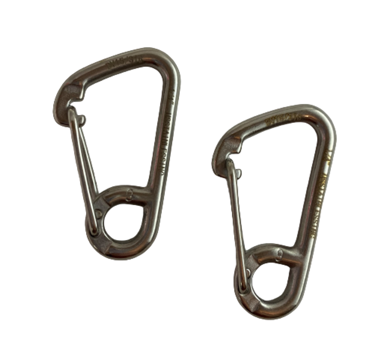 2 Pieces Stainless Steel 316 Asymmetrical Spring Hook Carabiner Casting End  with Eye 1/4 (6mm) Marine Grade - US Stainless