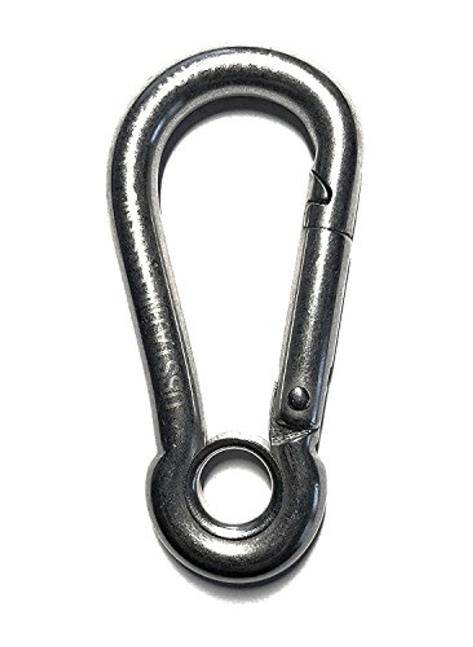 Stainless Steel 316 Spring Hook with Screw Nut and Eyelet Carabiner 1/4  (6mm) Marine Grade - US Stainless