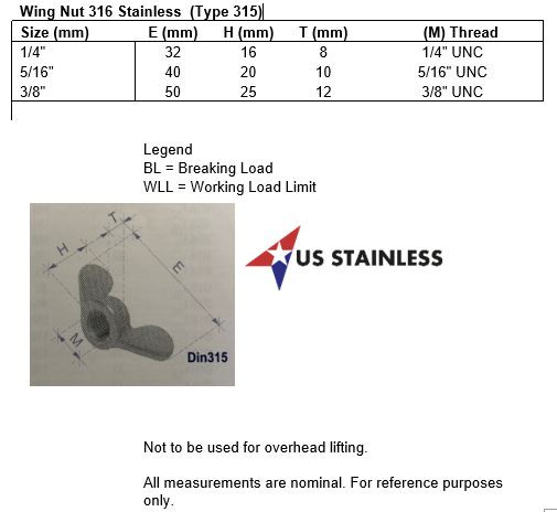 M6-1.00 Stainless Steel Wing Nuts - 20 Piece DIN315 Metric Wing Nuts A2-70 Grade