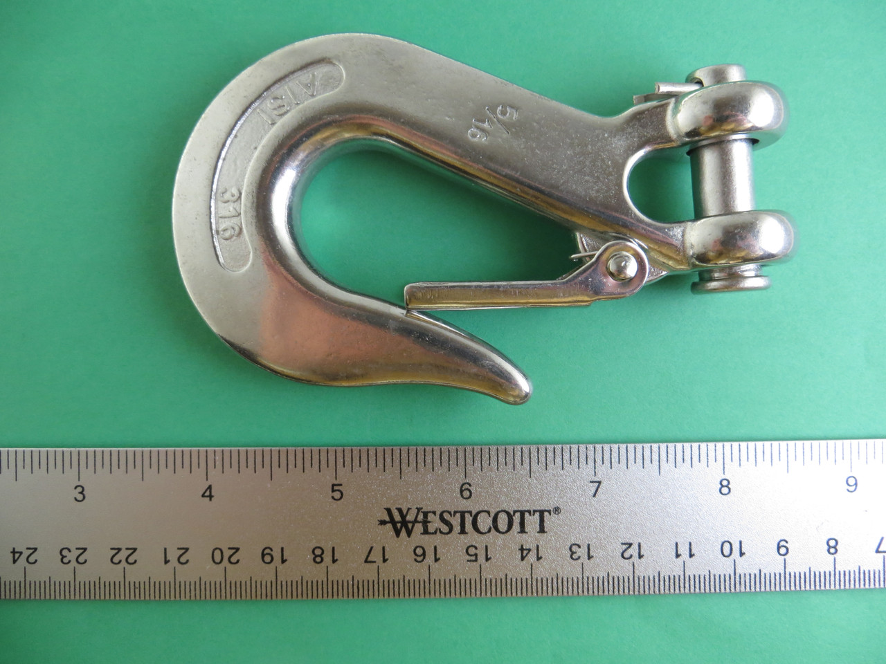 Stainless Steel 316 Clevis Slip Hook with Safety Latch 5/16" Marine