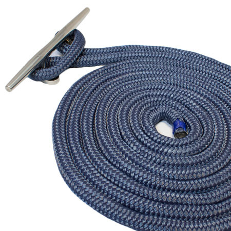 US Ropes Nylon Double Braided Dock Line 5/8" x 30' Navy US Stainless