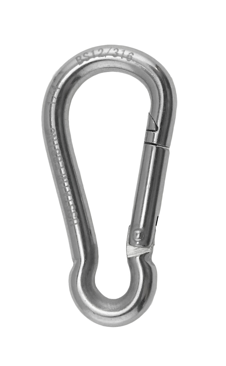 Stainless Steel 316 Spring Hook Carabiner 5/16 (8mm) No Eye Marine Grade