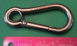 Stainless Steel 316 Spring Hook with Eyelet Carabiner 1/2" (12mm) Marine Grade
