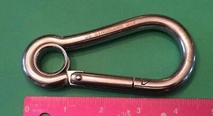 Stainless Steel 316 Spring Hook with Eyelet Carabiner 7/16" (11mm) Marine Grade