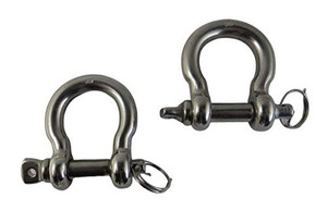 2 Pieces Stainless Steel 316 Anti-Off Bow Shackle with Locking Ring 5/16" (8mm) Marine Grade