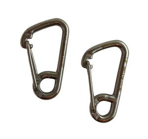 2 Pieces Stainless Steel 316 Asymmetrical Spring Hook Carabiner Casting End with Eye 1/4" (6mm) Marine Grade