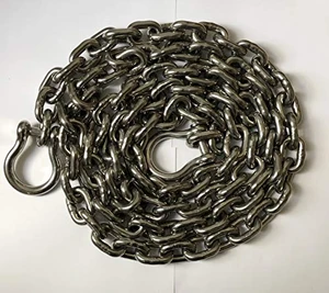 Stainless Steel Windlass Anchor Chain 316 10mm (3/8") DIN766 by 30' with Shackles