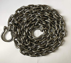 Stainless Steel Windlass Anchor Chain 316 10mm (3/8") DIN766 by 40' with Shackles Stainless Steel Windlass Anchor Chain 316 10mm (3/8") DIN766 by 40' with Shackles