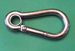 Stainless Steel 316 Spring Hook with Eyelet Carabiner 3/8" (10mm) Marine Grade
