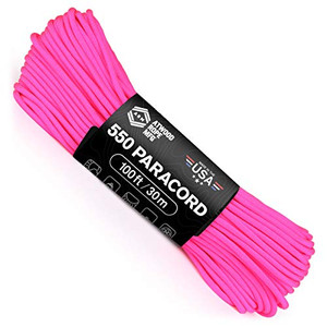Atwood Rope MFG 550 Paracord 100 Feet 7-Strand Core Nylon Parachute Cord Outside Survival Gear Made in USA | Lanyards, Bracelets, Handle Wraps, Keychain (Hot Pink)