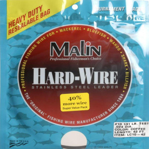 Malin LC10-42 Standard Ss Hard-Wire .024 Dia, 131Lb Test, 42Ft Malin LC10-42 Standard Ss Hard-Wire .024 Dia, 131Lb Test, 42Ft