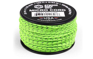 Atwood Rope MFG Tactical Nylon/Polyester Micro Utility Cord Reflective 1.18mm X 125ft Reusable Spool | Fishing Gear, Jewelery Making, Camping Accessories (Neon Green Reflective)