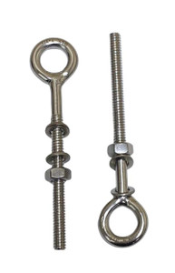 US STAINLESS 2 Pieces Stainless Steel 316 Eye Bolt 1/4" x 4" UNC Short Thread Marine Grade