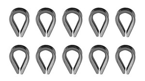 US STAINLESS 10 Pieces Stainless Steel 316 2mm Rope Thimbles Marine Grade for Rope Size 5/64"