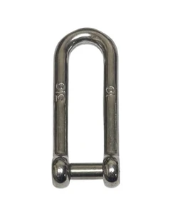 US Stainless 316 Stainless Long D Shackle with Slotted Flat Pin 10mm (3/8")