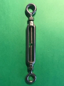 Stainless Steel 316 1/4" Turnbuckle Eye and Eye with Locknuts Marine Grade UNC