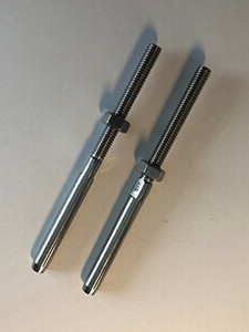 2 Pieces Stainless Steel 316 Swage Stud M6 Threaded Terminal Marine Grade Swage for 5/32" Wire Rope Cable