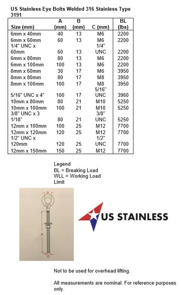 3 8 Bolt >> Stainless Steel 316 1 4 Unc Eye Bolt 1 4 X 2 3 8 6mm X 60mm Marine Grade 3 8 Bolt >> Stainless Steel 316 1 4 Unc Eye Bolt 1 4 X 2 3 8 6mm X 60mm Marine Grade