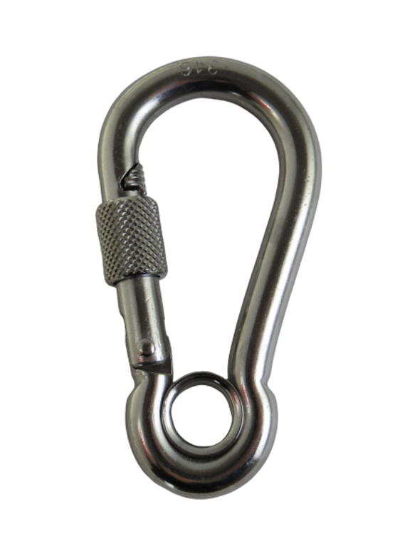 Stainless Steel 316 Spring Hook with Screw Nut and Eyelet Carabiner 5/16" (8mm) Marine Grade