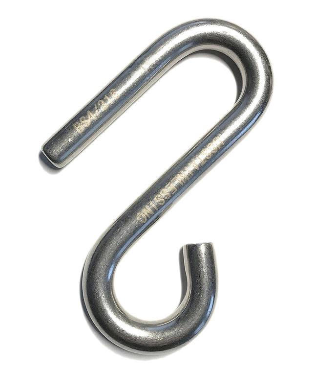 Stainless Steel 316 S Hook Open End and Narrow End 3/16" Marine Grade Cunningham