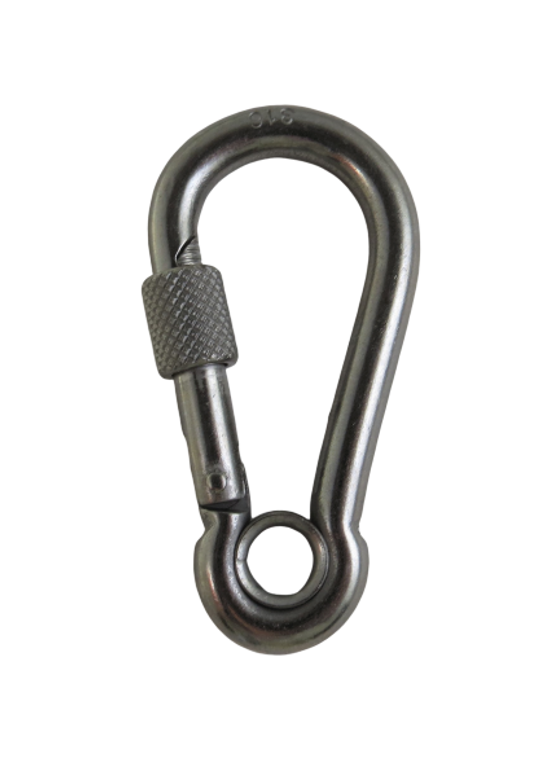 Stainless Steel 316 Spring Hook with Screw Nut and Eyelet Carabiner 1/4" (6mm) Marine Grade