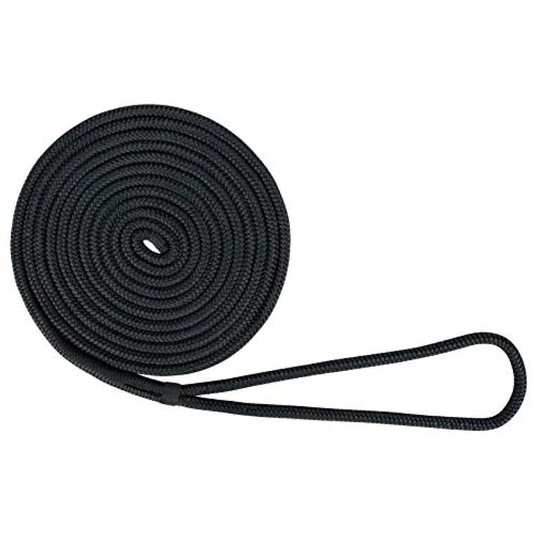 USR Rope Nylon Double Braided Dock Line 1" x 50' Black Boat Mooring