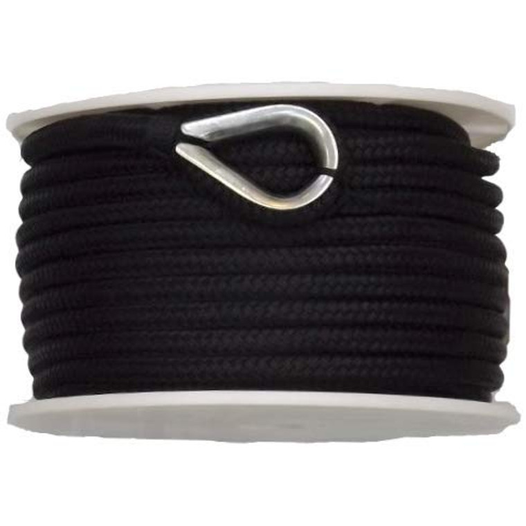 USR Rope Nylon Double Braided Anchor Line 3/8" x 150' Black Boat