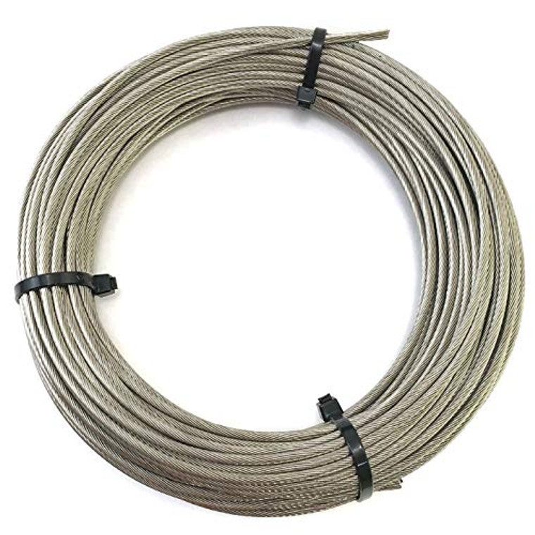 High Brightness Stainless Steel 316 Wire Rope Cable 1/8" 1x19 by 100' Marine