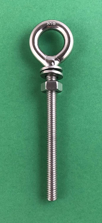 Stainless Steel 316 M6 Eye Bolt Welded 6mm x 60mm (1/4" x 2 3/8") Marine Grade