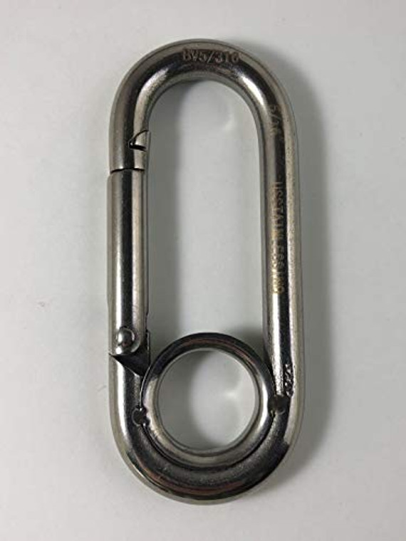 Stainless Steel 316 Spring Hook Long Type with Eyelet 5/16" (8mm) Marine Grade