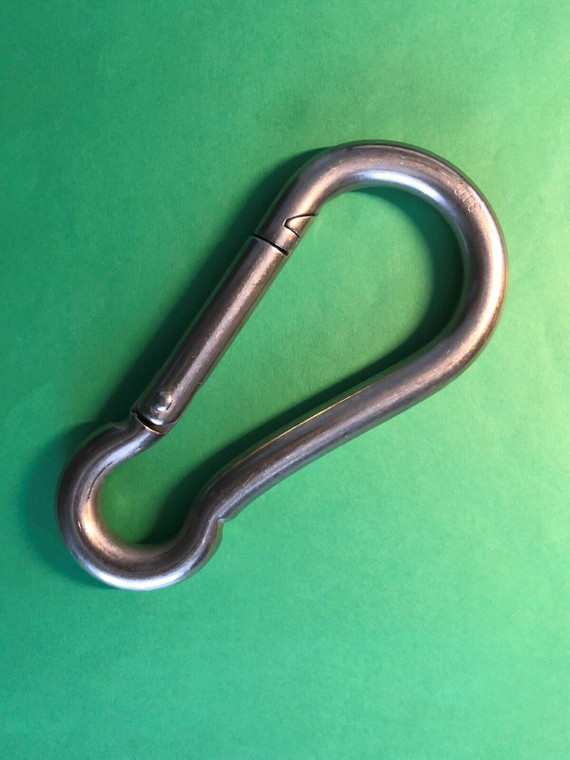 Stainless Steel 316 Spring Hook Carabiner 1/2" (12mm) No Eye Marine Grade