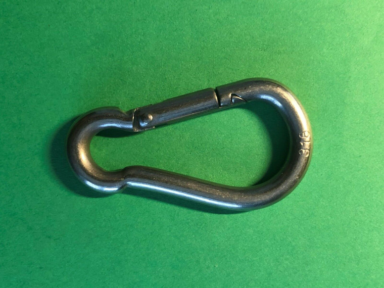 Stainless Steel 316 Spring Hook Carabiner 3/16" (5mm) No Eye Marine Grade