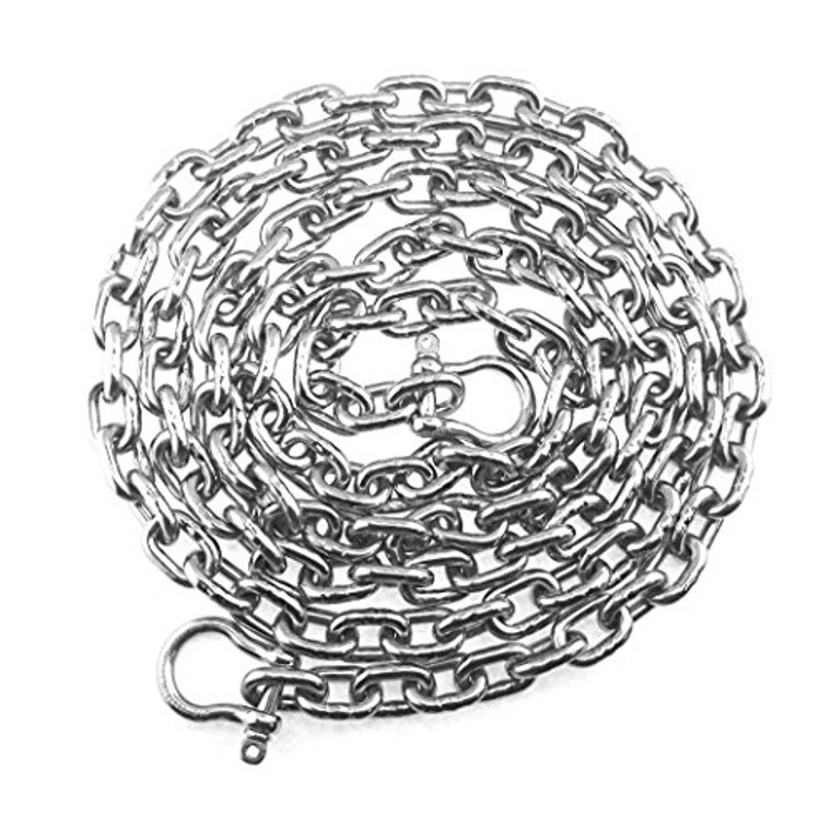 Stainless Steel Windlass Anchor Chain 316 8mm (5/16") DIN766 by 30' with Shackles