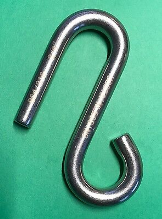 Stainless Steel 316 S Hook Open End and Narrow End 3/8" Marine Grade Cunningham
