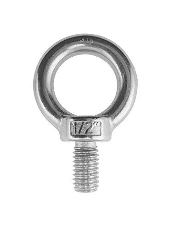 Stainless Steel 316 1/2" Lifting Eye Bolt 1/2" UNC Pitch of 1/2"-13 Marine Grade