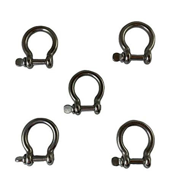 5 Pieces Stainless Steel 316 Type Round Bow Shackle 5/32" (4mm) Marine Grade