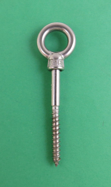 Stainless Steel 316 M6 Eye Wood Screw 6mm x 60mm (1/4" x 2 3/8") Marine Grade