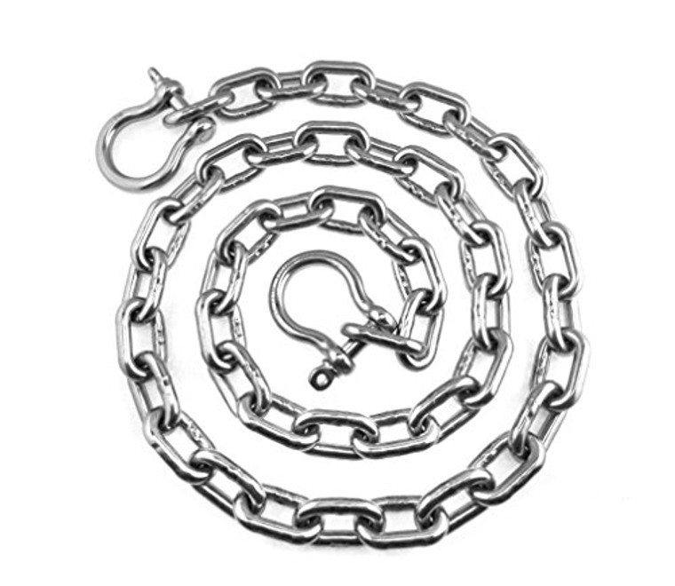 Stainless Steel 316 Anchor Chain 3/8" or 10mm by 6' Long Shackles